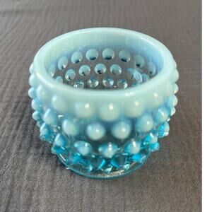 Vtg Fenton Light Blue Hobnail Opalescent 2" Votive Trinket Sugar Bowl Ombre
